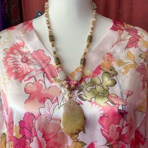 La Belle Epunque Handmade Peaches & Cream Dragon Vein Agate Necklace & Earrings